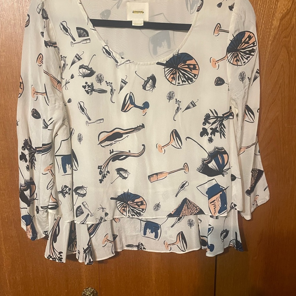 Anthropology Maeve silk & polyester top great for movies or a tea party